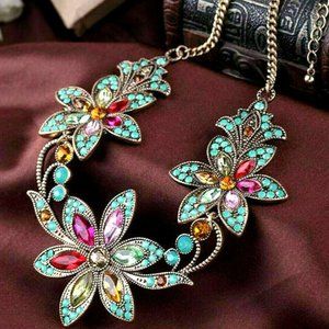 Rainbow Floral FLOWERS Necklace Betsey Johnson